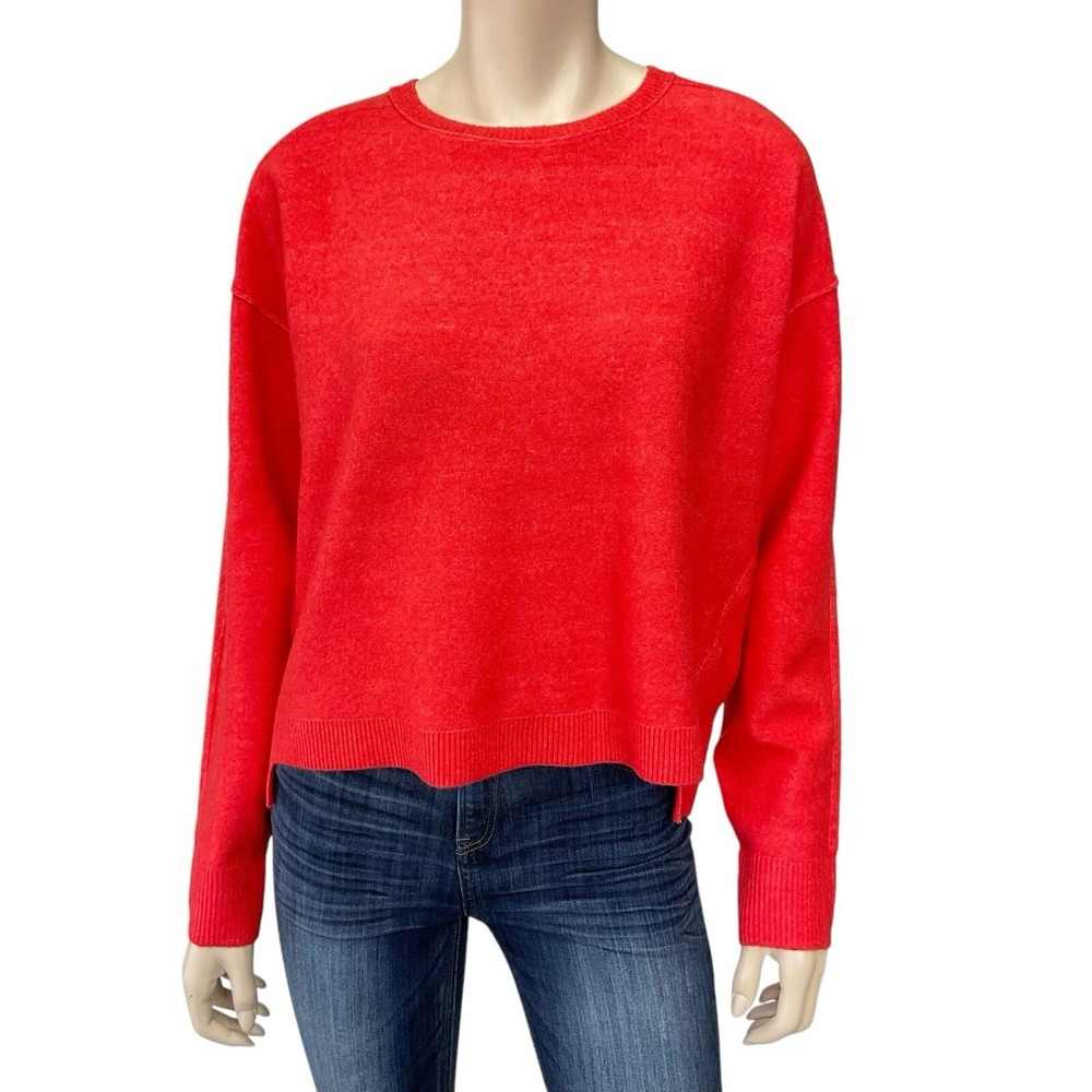 Free People Sweater Women XS Orange Long Sleeve Boxy Relaxed Crew Neck NWOT